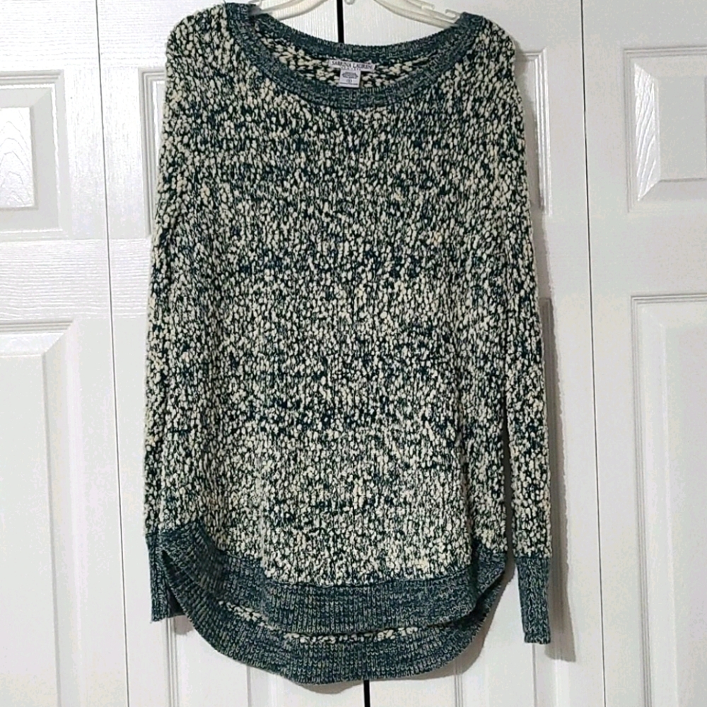 Green and Cream Oversized Sweater